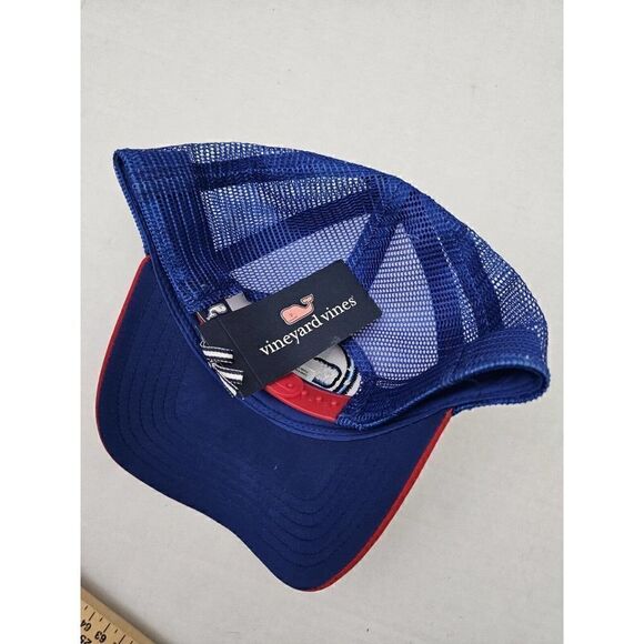 Vineyard Vines Patriotic Trucker Hat - Whale Red White Blue Low Pro Perf Mesh - Picture 4 of 6